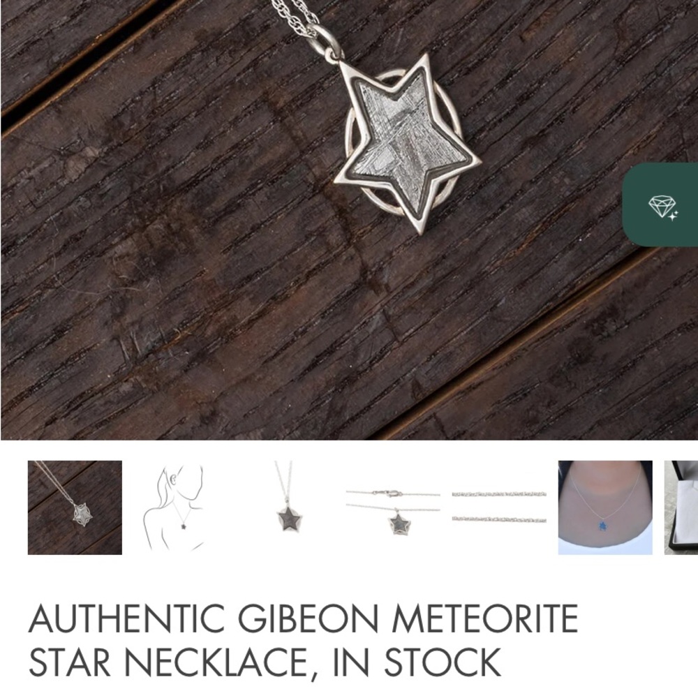 METEORITE NECKLACE W/STARS & GIBEON Authentic Johan certificate Sterling Silver